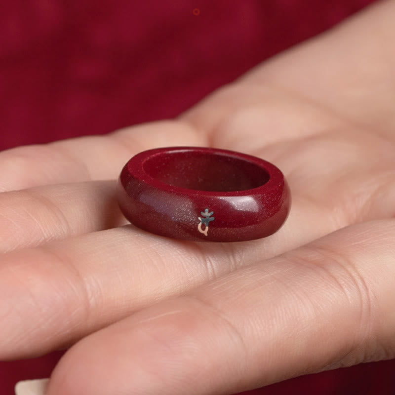 Buddha Stones Chinese Zodiac Year Of The Horse Cinnabar Blessing Ring - image 18