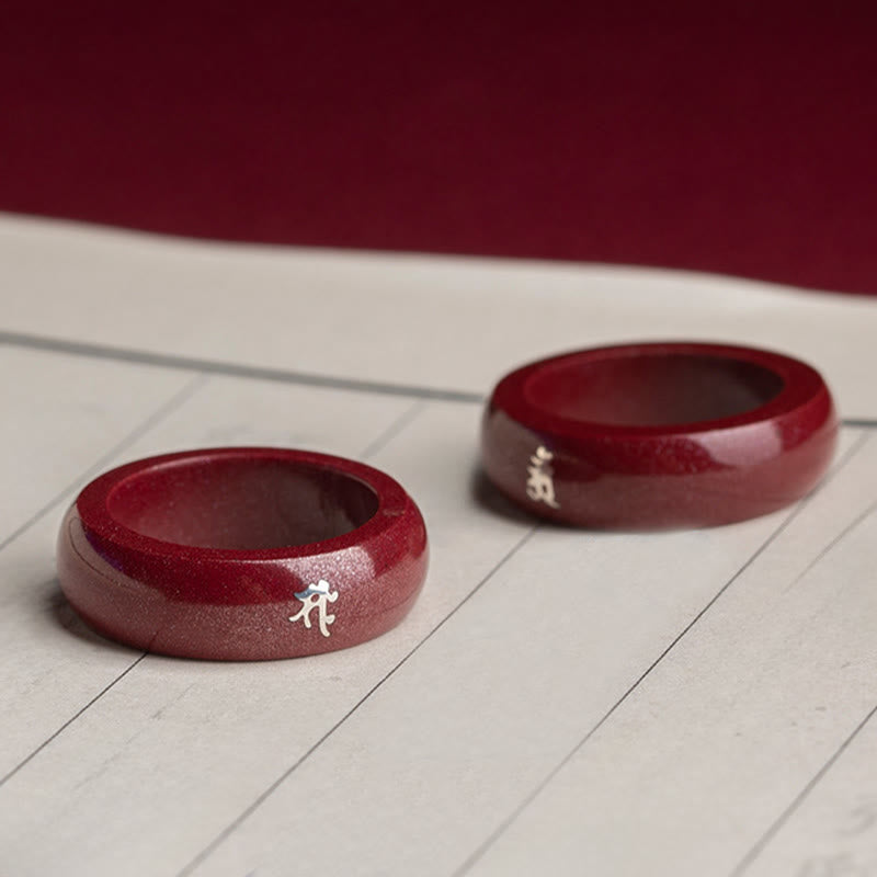 Buddha Stones Chinese Zodiac Year Of The Horse Cinnabar Blessing Ring - image 23