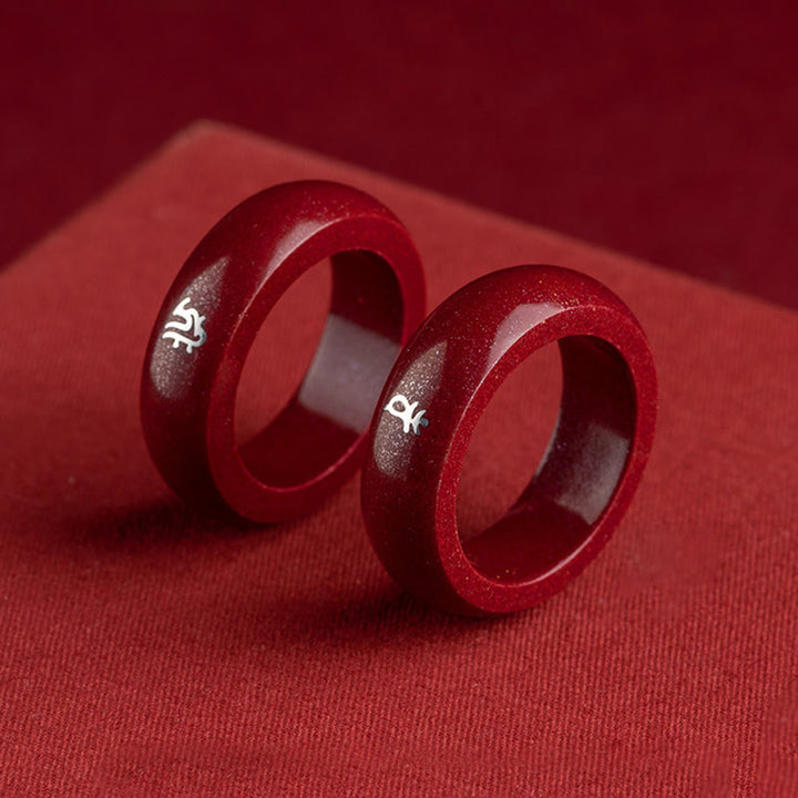 Buddha Stones Chinese Zodiac Year Of The Horse Cinnabar Blessing Ring - image 27