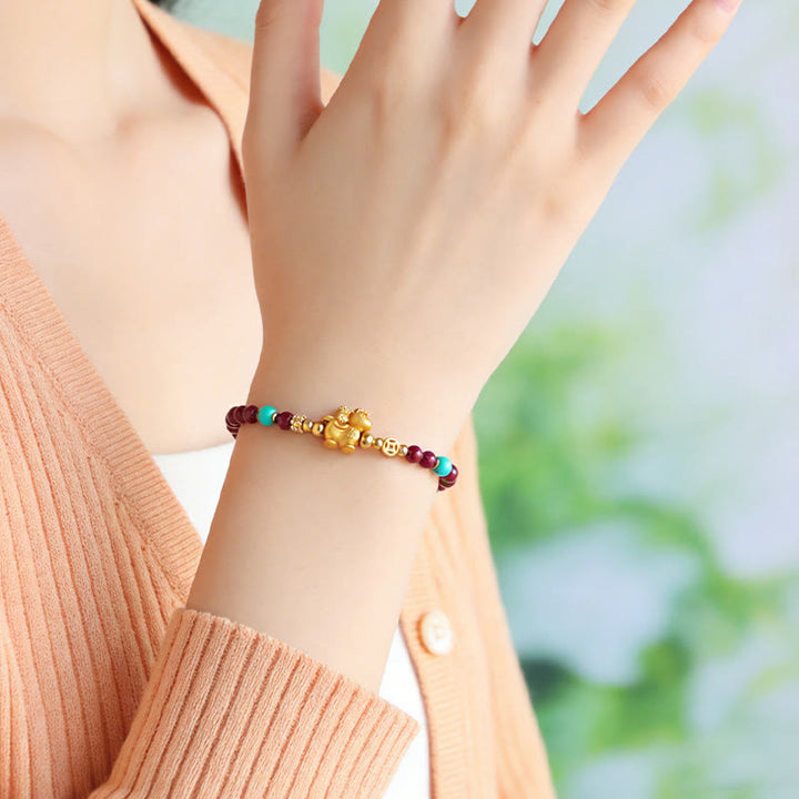 Buddha Stones Year Of The Horse Fu Character Cinnabar Calm Bracelet - image 3