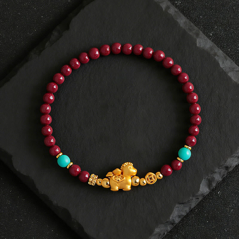 Buddha Stones Year Of The Horse Fu Character Cinnabar Calm Bracelet - image 13