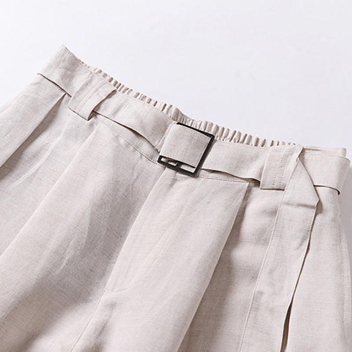 Buddha Stones Summer Zipper Elastic Waist Design Men's Cotton Linen Wide Leg Pants With Pockets - image 2