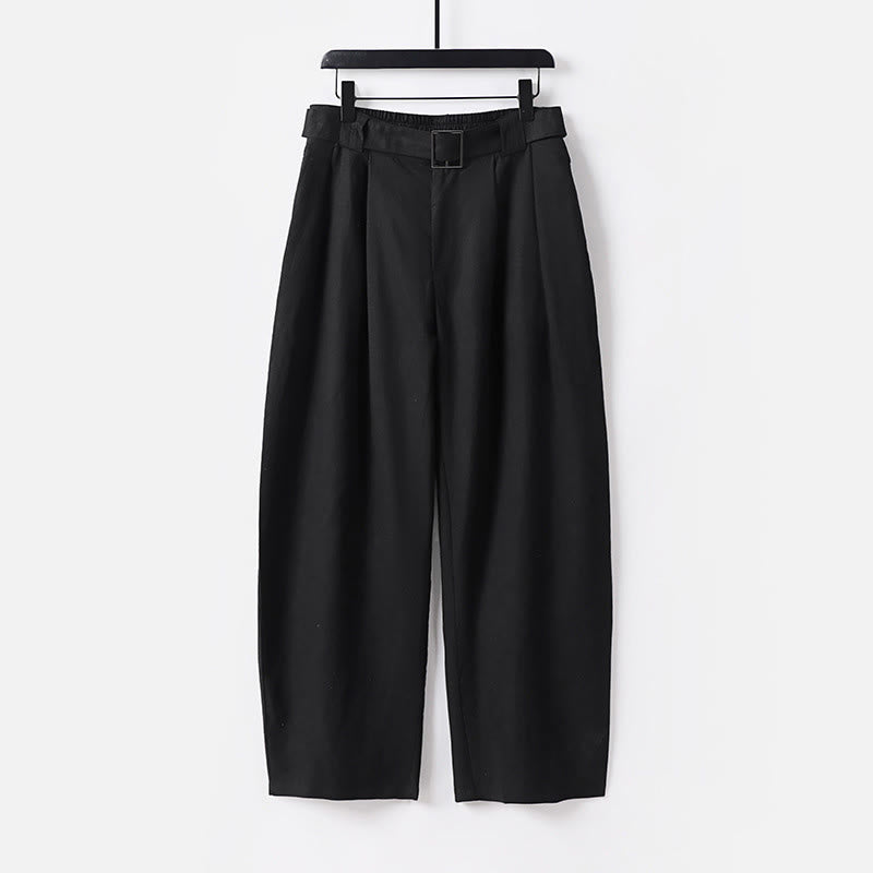 Buddha Stones Summer Zipper Elastic Waist Design Men's Cotton Linen Wide Leg Pants With Pockets - Black - US/UK/AU54，EU64 (9XL) - image 9