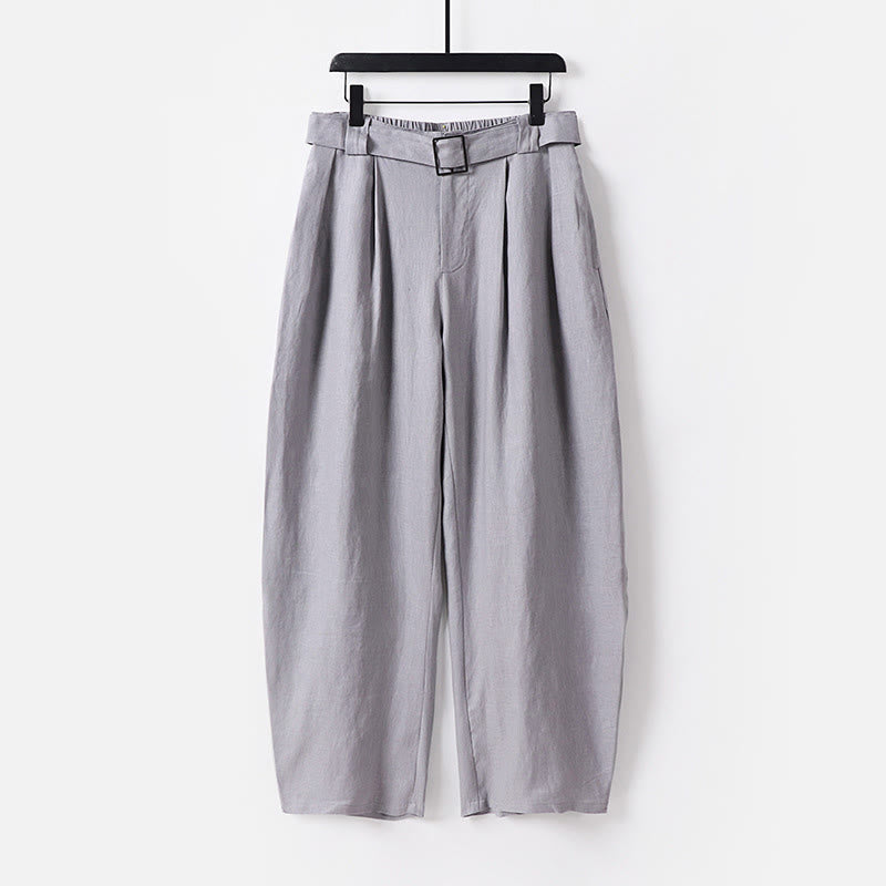 Buddha Stones Summer Zipper Elastic Waist Design Men's Cotton Linen Wide Leg Pants With Pockets - Gray - US/UK/AU54，EU64 (9XL) - image 10