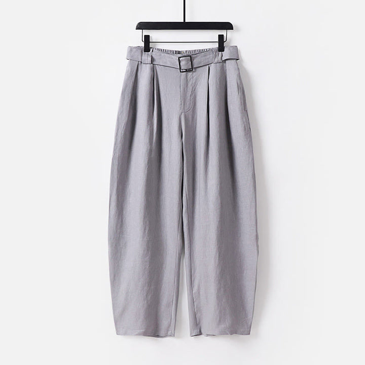 Buddha Stones Summer Zipper Elastic Waist Design Men's Cotton Linen Wide Leg Pants With Pockets - Gray - US/UK/AU54，EU64 (9XL) - image 10