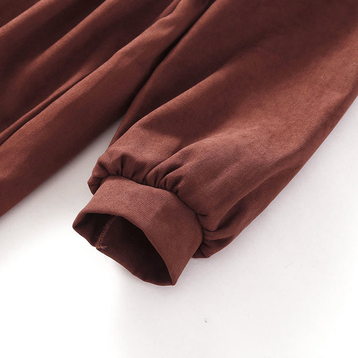 Buddha Stones Fall Solid Color Buttons Down Lace-up Design Long Sleeve Midi Dress With Pockets - image 7