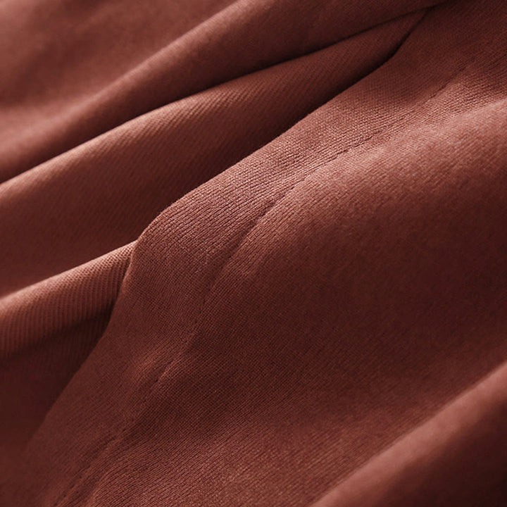 Buddha Stones Fall Solid Color Buttons Down Lace-up Design Long Sleeve Midi Dress With Pockets - image 9