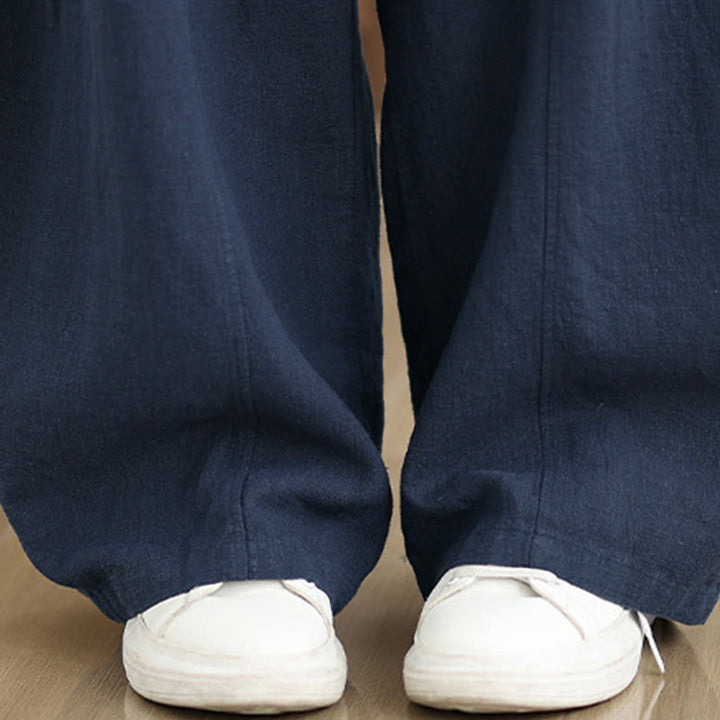 Buddha Stones Solid Color Cotton Linen Women's Straight Leg Pants With Pockets - image 28