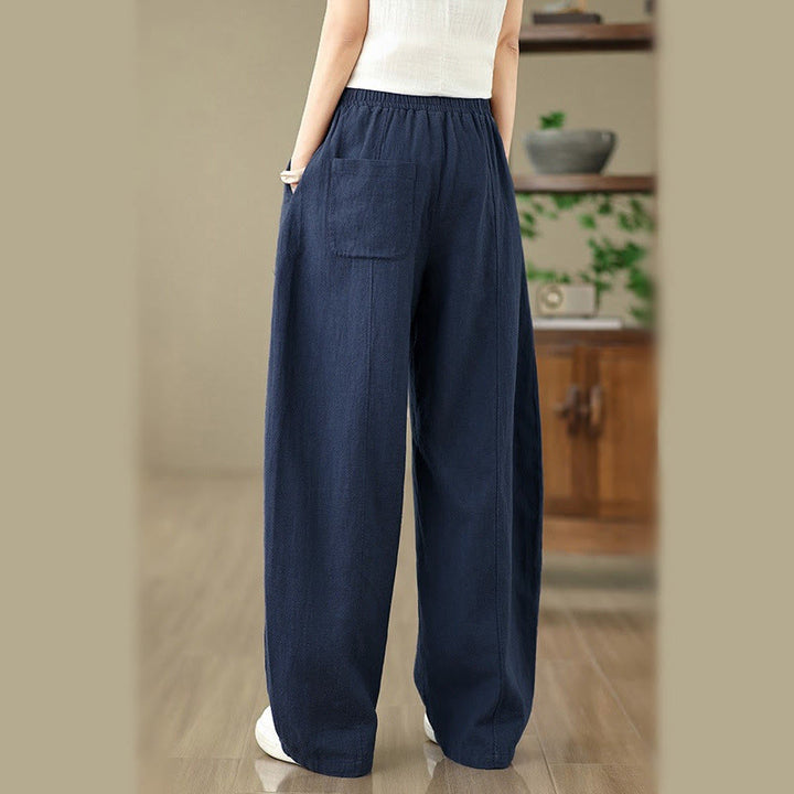 Buddha Stones Solid Color Cotton Linen Women's Straight Leg Pants With Pockets - image 18