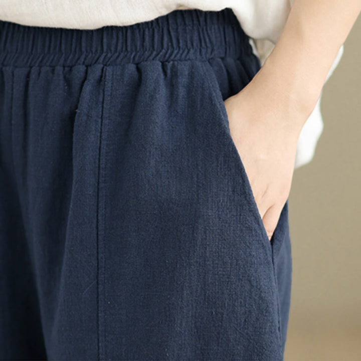 Buddha Stones Solid Color Cotton Linen Women's Straight Leg Pants With Pockets - image 25