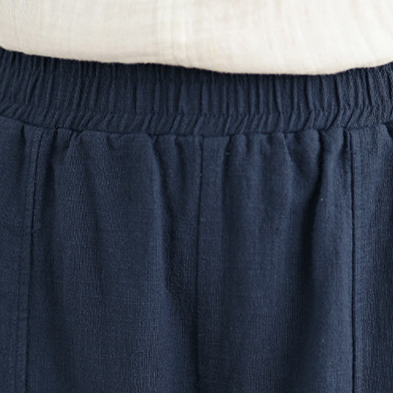 Buddha Stones Solid Color Cotton Linen Women's Straight Leg Pants With Pockets - image 24