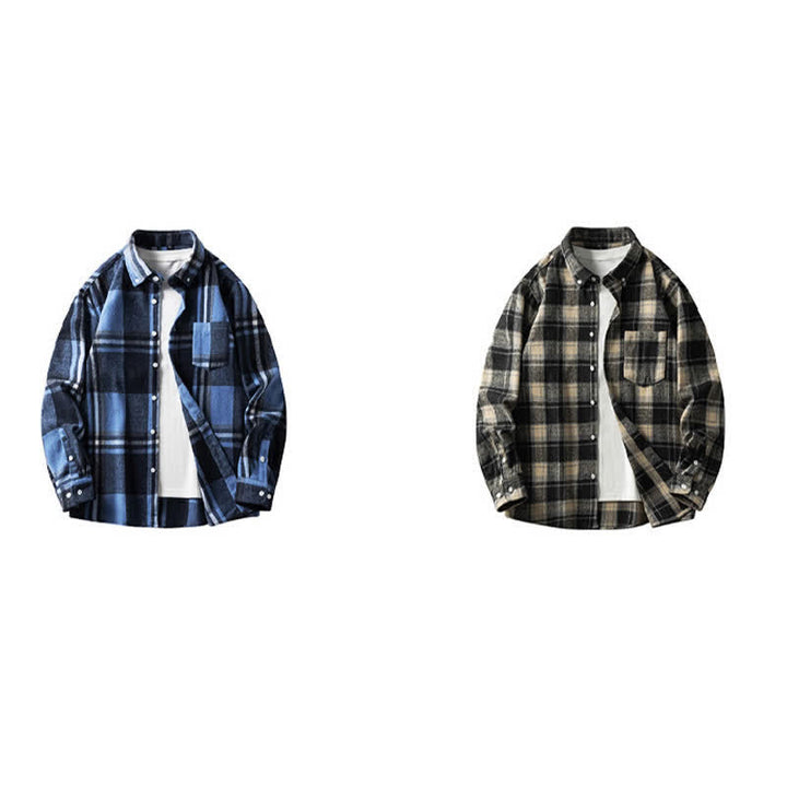Buddha Stones Commute Multicolor Plaid Button Men's Cotton Long Sleeve Shirts With Pocket - image 22