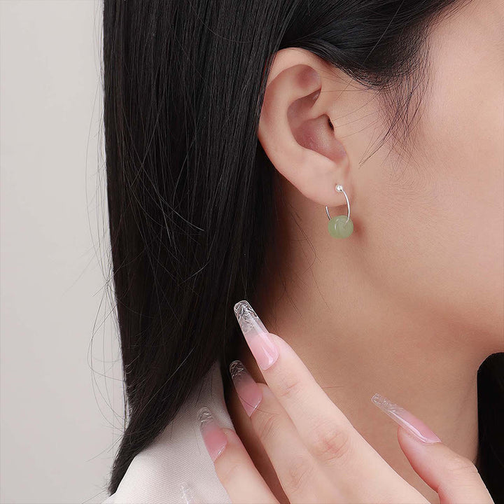 Buddha Stones 925 Sterling Silver Hetian Jade Prosperity Earrings  - image 10