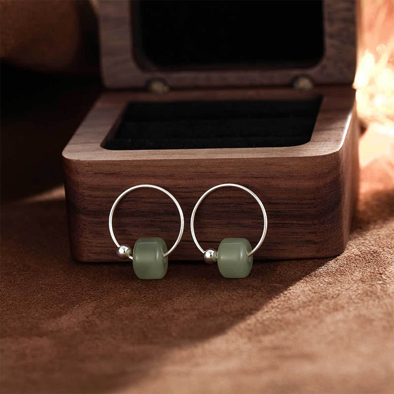 Buddha Stones 925 Sterling Silver Hetian Jade Prosperity Earrings  - image 7