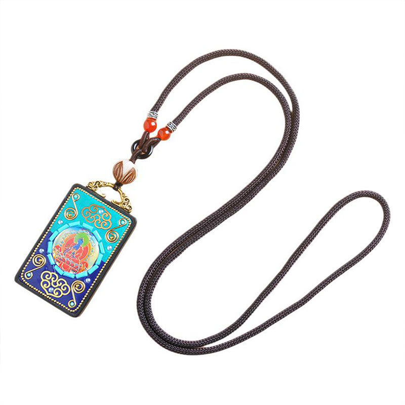 Buddha Stones Medicine Buddha Ebony Wood Peace Necklace Pendant - image 6