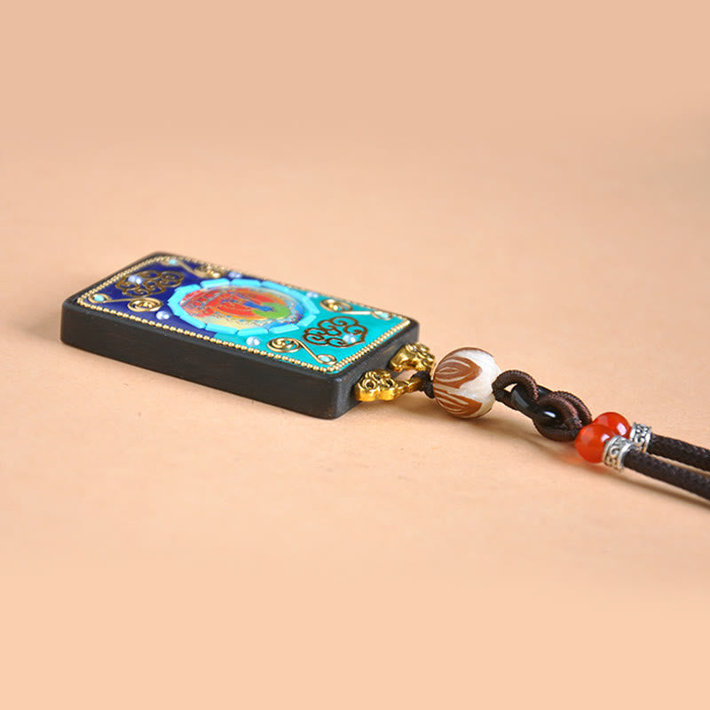 Buddha Stones Medicine Buddha Ebony Wood Peace Necklace Pendant - image 8