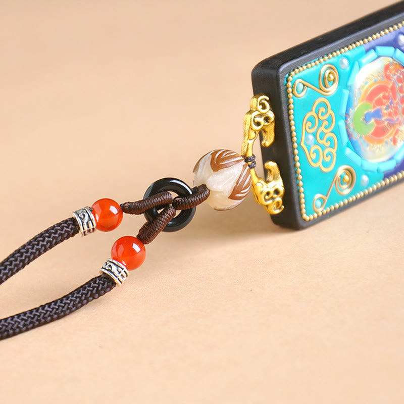 Buddha Stones Medicine Buddha Ebony Wood Peace Necklace Pendant - image 9