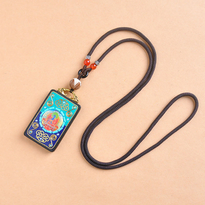 Buddha Stones Medicine Buddha Ebony Wood Peace Necklace Pendant - image 1