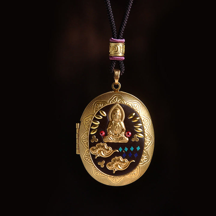 Buddha Stones Copper Kwan Yin Avalokitesvara Zakiram Wealth Pendant Necklace - Avalokitesvara Rope(Necklace Length:72cm) - image 24