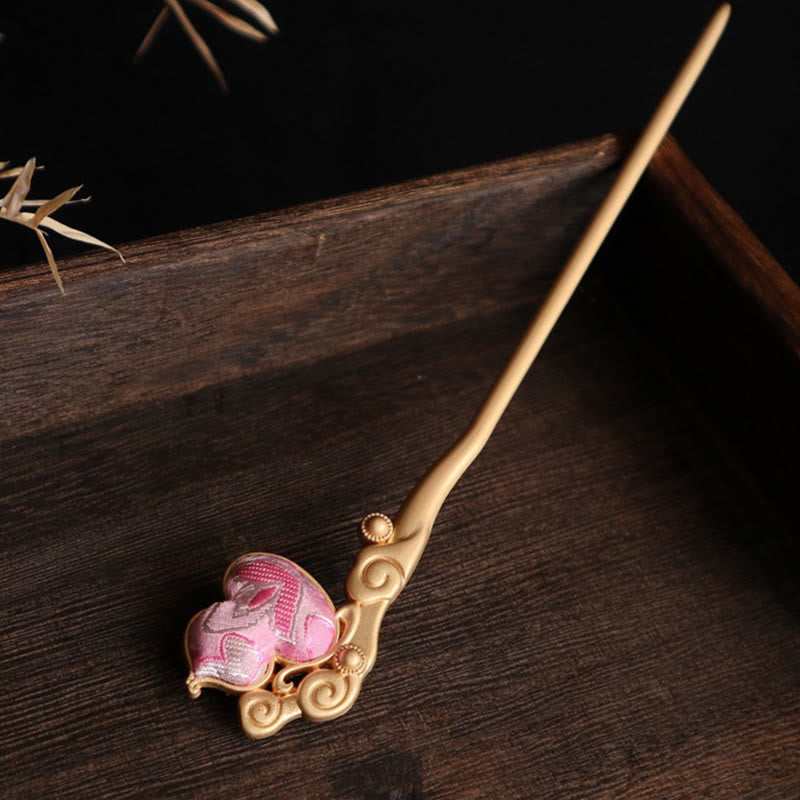 Buddha Stones Gourd Red Agate Bead Calm Confidence Hairpin - image 9