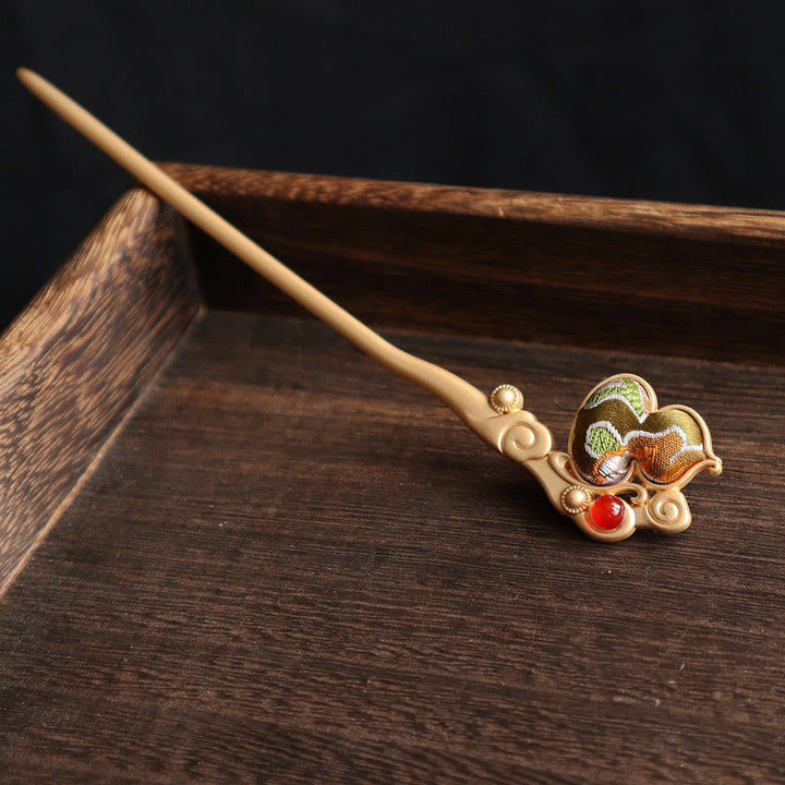 Buddha Stones Gourd Red Agate Bead Calm Confidence Hairpin - image 3