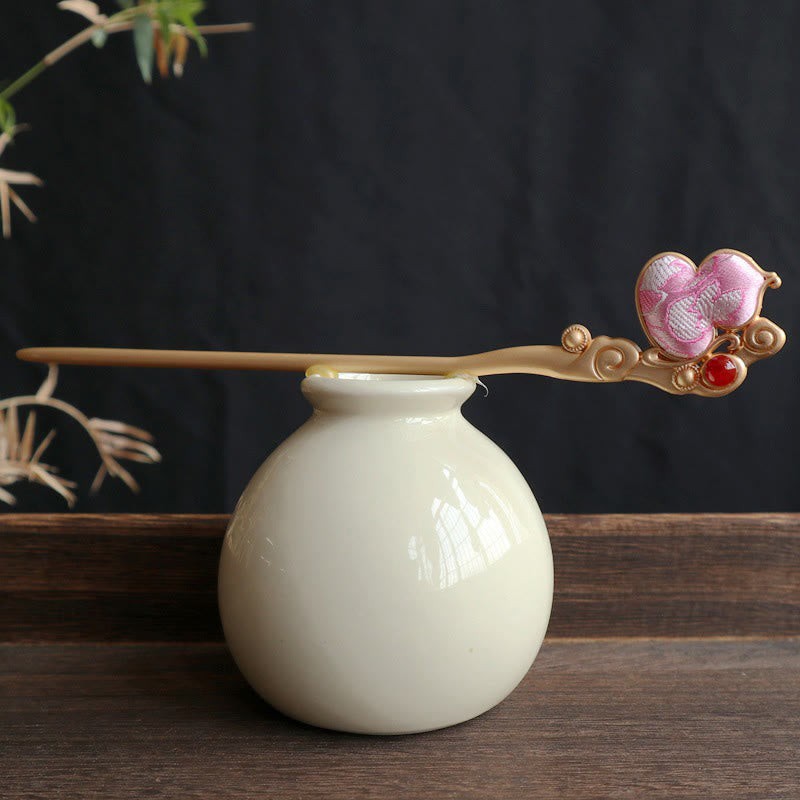 Buddha Stones Gourd Red Agate Bead Calm Confidence Hairpin - image 8