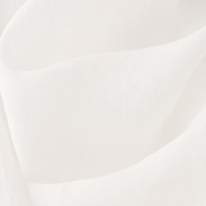 Buddha Stones Commute Solid Color Embroidery Double Layer Crew Neck Long Sleeve Cotton Midi Dress - image 8