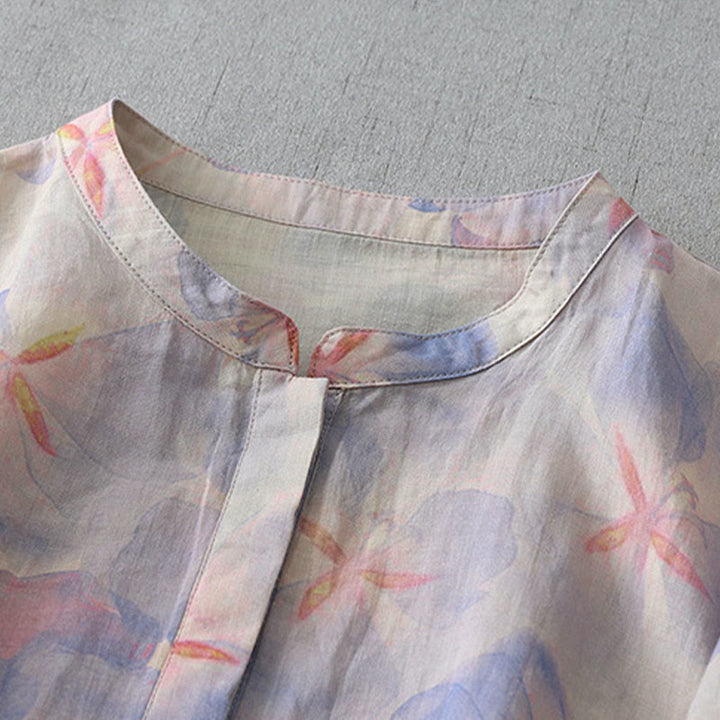 Buddha Stones Spring Floral Pattern Crew Neck Long Sleeve Women's  Polyester Shirt  - image 2