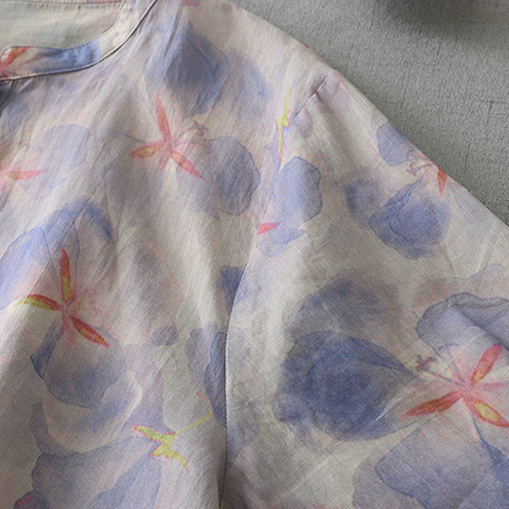 Buddha Stones Spring Floral Pattern Crew Neck Long Sleeve Women's  Polyester Shirt  - image 3
