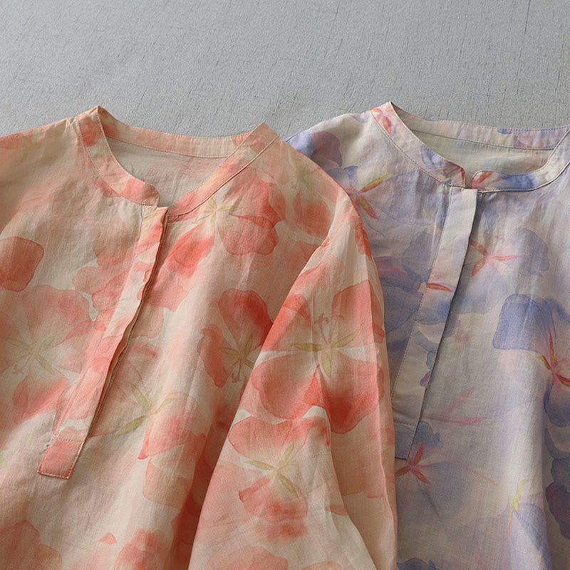 Buddha Stones Spring Floral Pattern Crew Neck Long Sleeve Women's  Polyester Shirt  - image 15