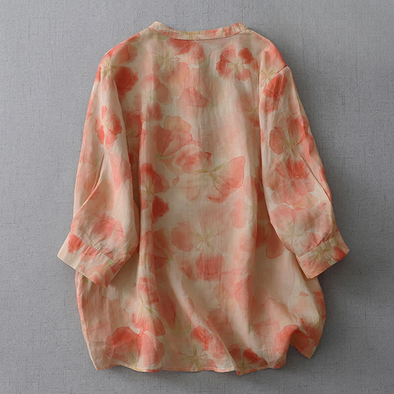 Buddha Stones Spring Floral Pattern Crew Neck Long Sleeve Women's  Polyester Shirt  - image 7
