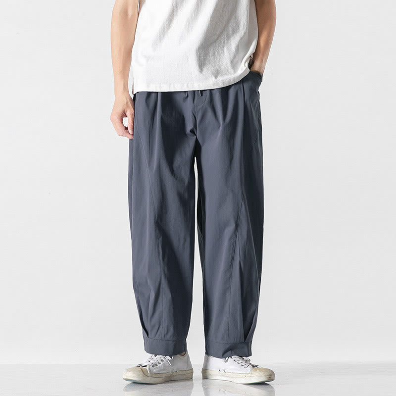 Buddha Stones Summer Solid Drawstring Ankle-Length Men's Cargo Harem Pants With Pockets - SlateGray - US/UK/AU46，EU56 (5XL) - image 8