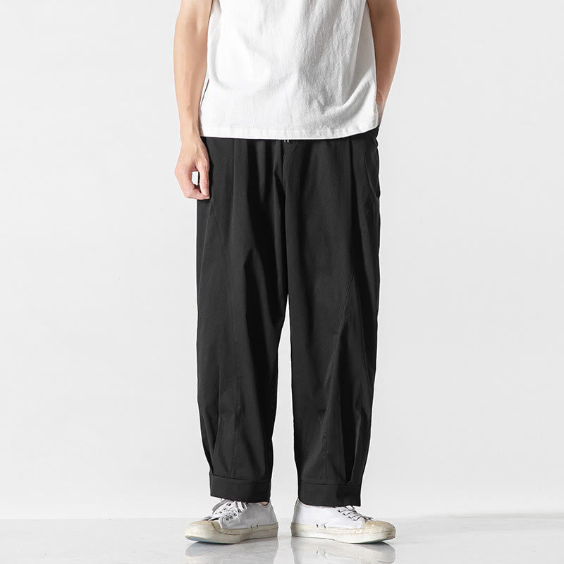 Buddha Stones Summer Solid Drawstring Ankle-Length Men's Cargo Harem Pants With Pockets - Black - US/UK/AU46，EU56 (5XL) - image 16