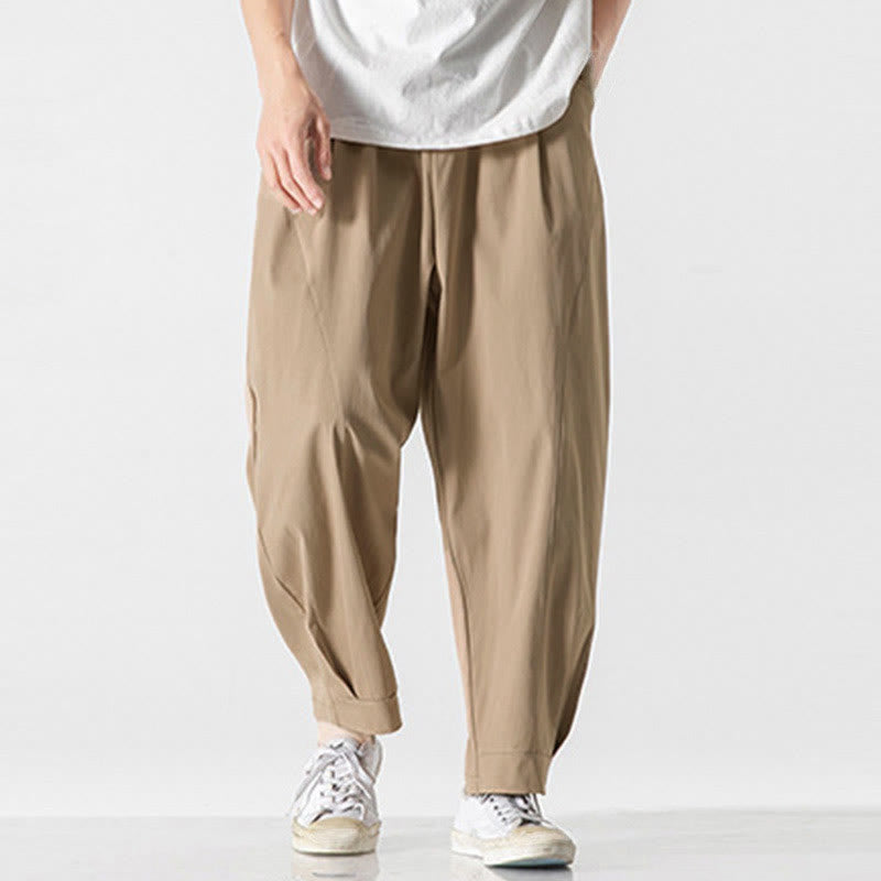 Buddha Stones Summer Solid Drawstring Ankle-Length Men's Cargo Harem Pants With Pockets - image 5