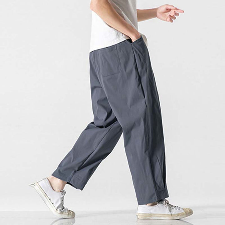 Buddha Stones Summer Solid Drawstring Ankle-Length Men's Cargo Harem Pants With Pockets - image 9