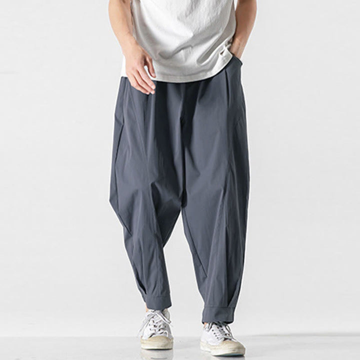 Buddha Stones Summer Solid Drawstring Ankle-Length Men's Cargo Harem Pants With Pockets - image 13