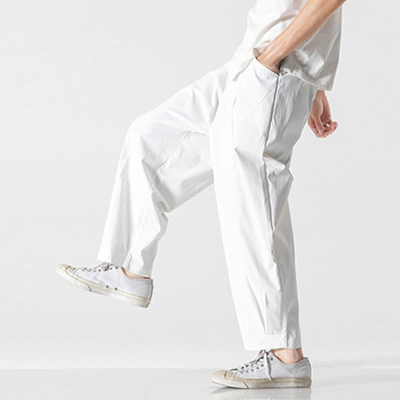 Buddha Stones Summer Solid Drawstring Ankle-Length Men's Cargo Harem Pants With Pockets - image 32