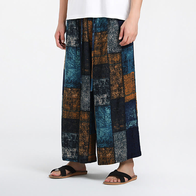 Buddha Stones Summer Patchwork Design 7-8 Length Men's Wide Leg Pants With Pockets - image 10