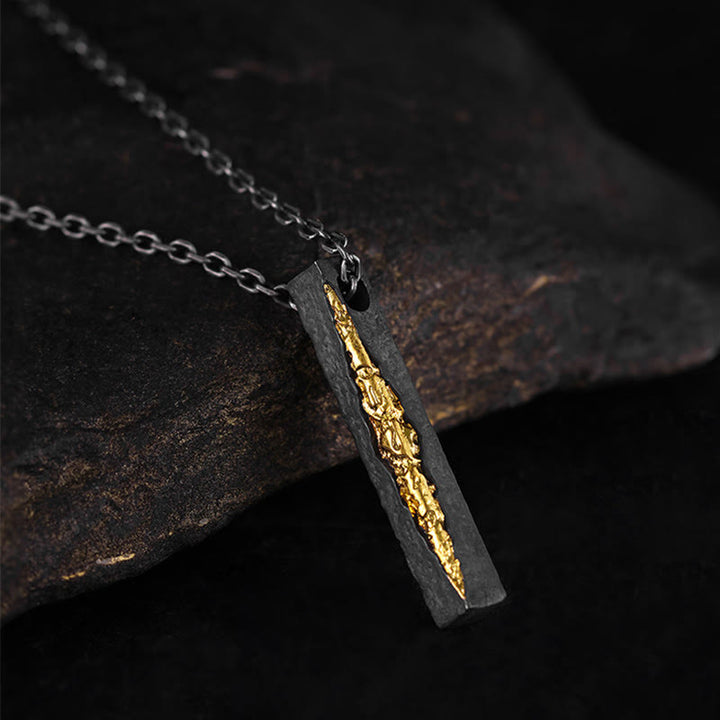 Buddha Stones 999 Sterling Silver 999 Gold Om Mani Padme Hum Wisdom Necklace Pendant - Om Mani Padme Hum&55cm Silver Vajra Chain - image 1