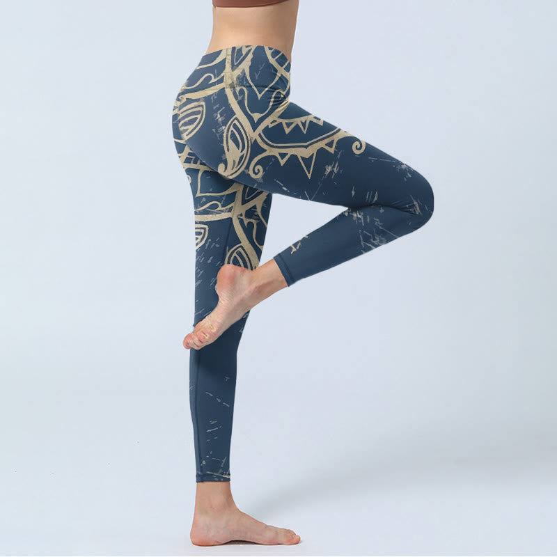 Buddha Stones Retro Mandala Pattern Print Gym Leggings Women's Yoga Pants - image 3