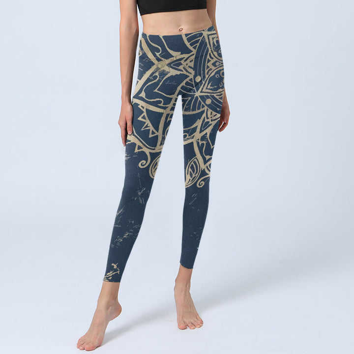 Buddha Stones Retro Mandala Pattern Print Gym Leggings Women's Yoga Pants - image 5
