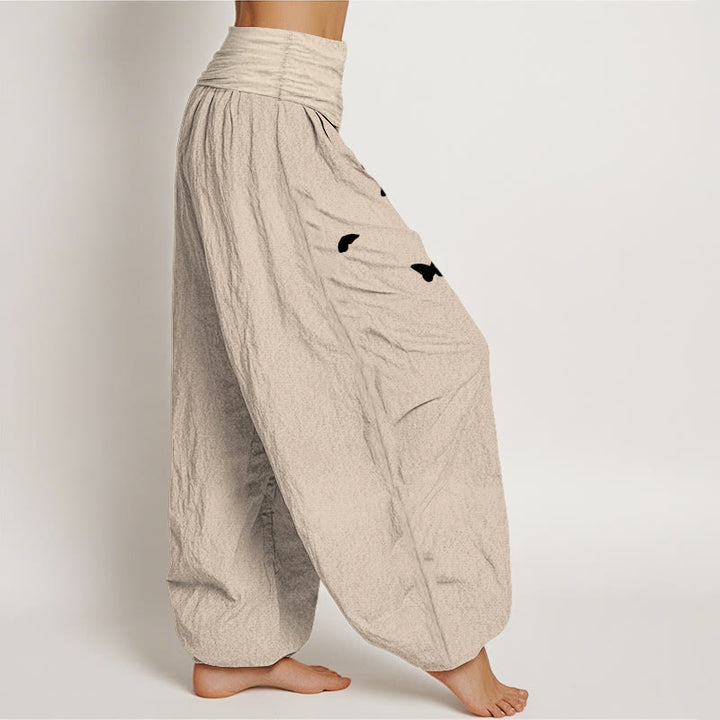 Buddha Stones Pure Cotton Elegant Butterfly Dandelion Pattern Women's Elastic Waist Harem Pants - image 13