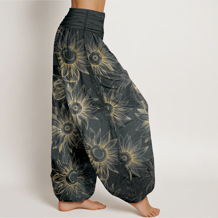 Buddha Stones Cotton Retro Print Flower Pattern Women's Elastic Waist Harem Pants - image 7