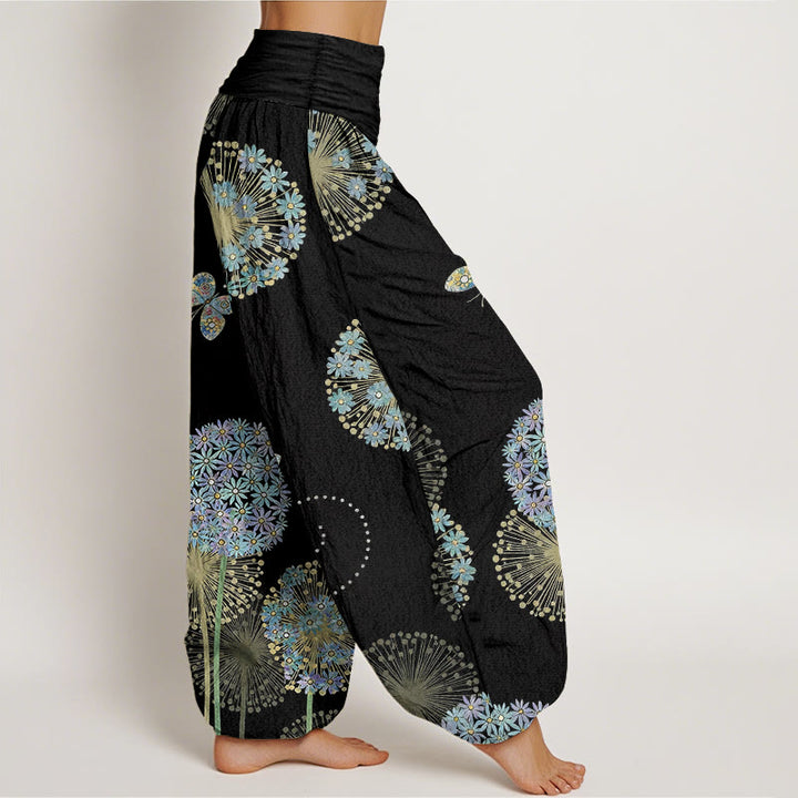 Buddha Stones Cotton Dreamlike Dandelion Butterfly Pattern Women's Elastic Waist Harem Pants - image 2
