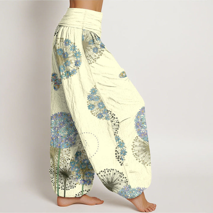 Buddha Stones Cotton Dreamlike Dandelion Butterfly Pattern Women's Elastic Waist Harem Pants - image 7
