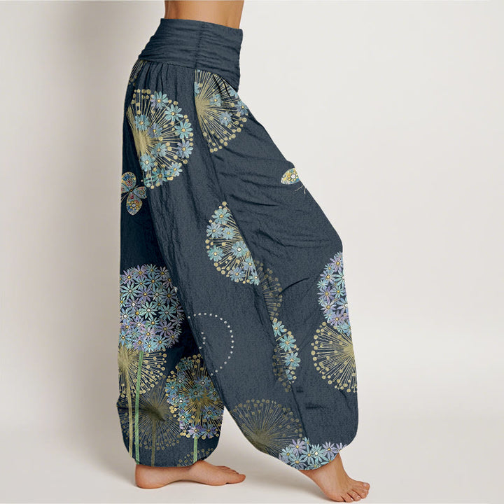 Buddha Stones Cotton Dreamlike Dandelion Butterfly Pattern Women's Elastic Waist Harem Pants - image 10