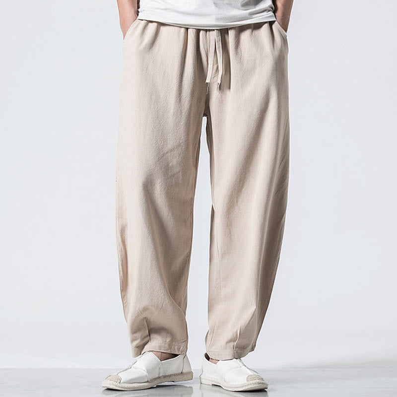 Buddha Stones Drawstring Elastic Waist Ankle-Length Men's Cotton Pants With Pockets - AntiqueWhite - US/UK/AU46，EU56 (5XL) - image 18