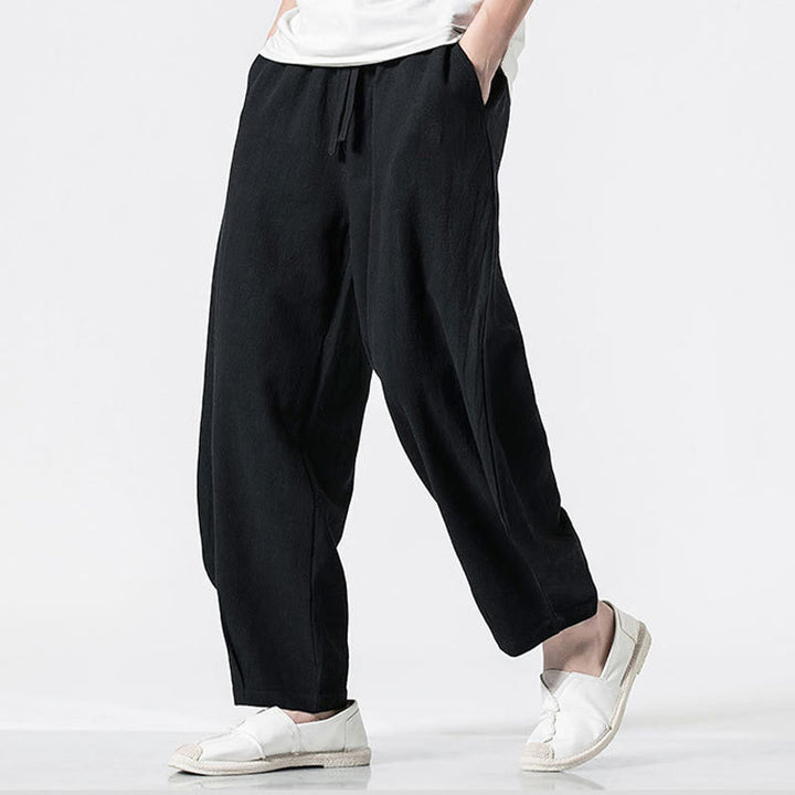 Buddha Stones Drawstring Elastic Waist Ankle-Length Men's Cotton Pants With Pockets - image 15