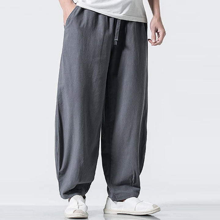 Buddha Stones Drawstring Elastic Waist Ankle-Length Men's Cotton Pants With Pockets - image 5