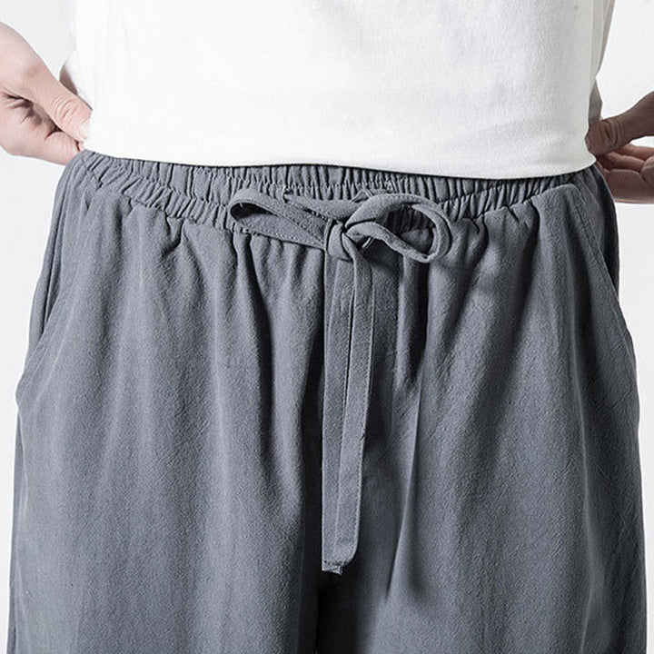 Buddha Stones Drawstring Elastic Waist Ankle-Length Men's Cotton Pants With Pockets - image 8